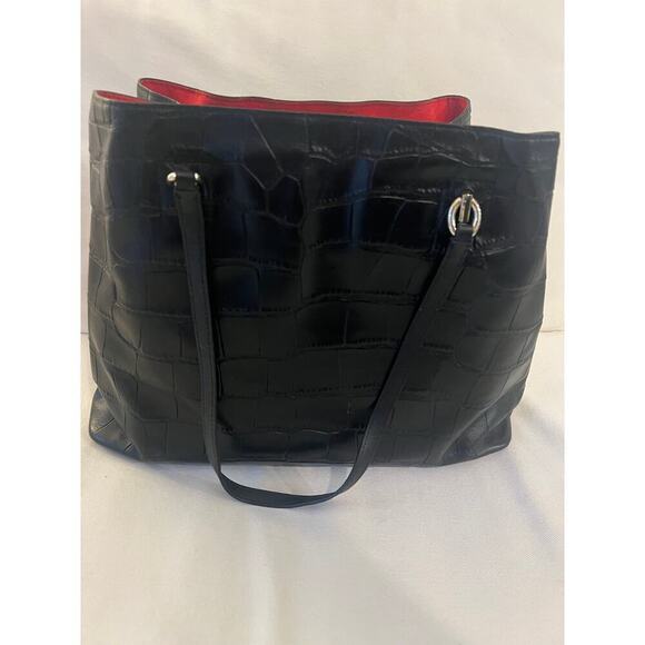 Diane von Furstenberg Voyage Ready To Go Large Croc Embossed Leather Tote - Picture 3 of 10